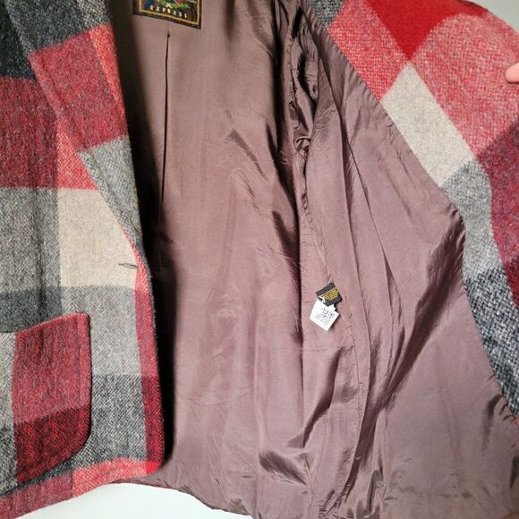 EXCELLENT USED FRENCH COUNTRY EXPRESS PLAID WOOL BLEND LAPEL JACKET COAT SIZE S - Picture 8 of 16